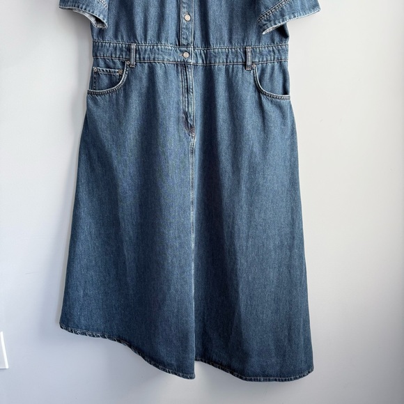 ALIGNE Mateo Short Sleeve Asymmetric Denim Midi Shirt Dress 12 Anthropologie - Picture 11 of 15